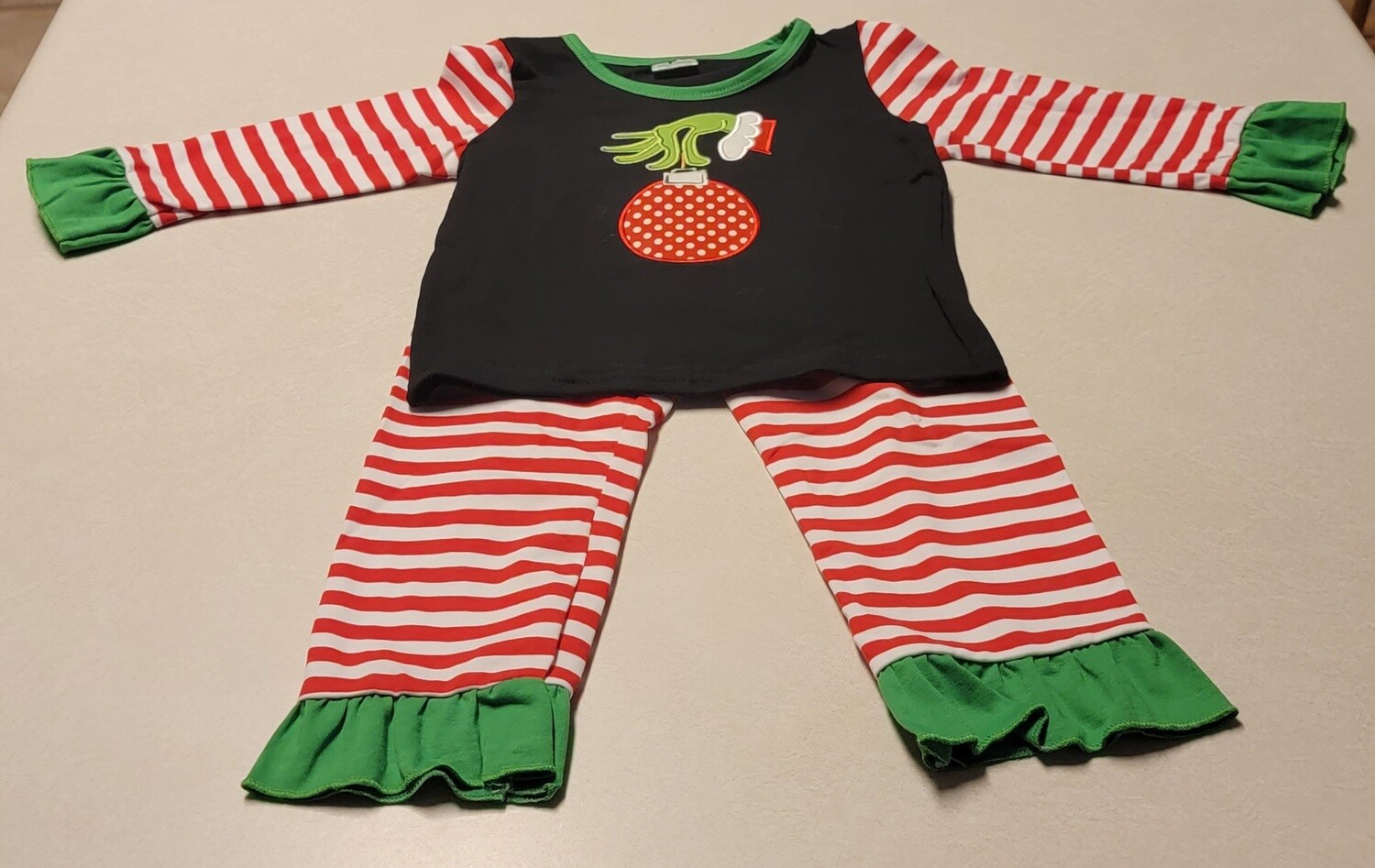 Grinch &amp; Ornament/ Girls Stripes &amp; Ruffles / 2 pc set