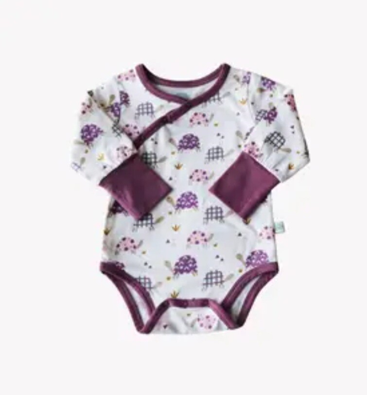 Grow With Me / Mix &amp; Match / Long Sleeved 
Burgundy Tilly Tortoise Onesie
