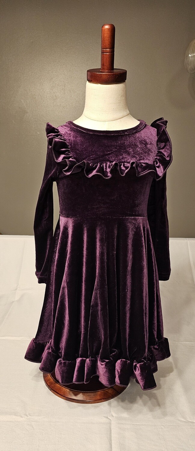 Velvet Christmas/Special Occasions Dress/Eggplant