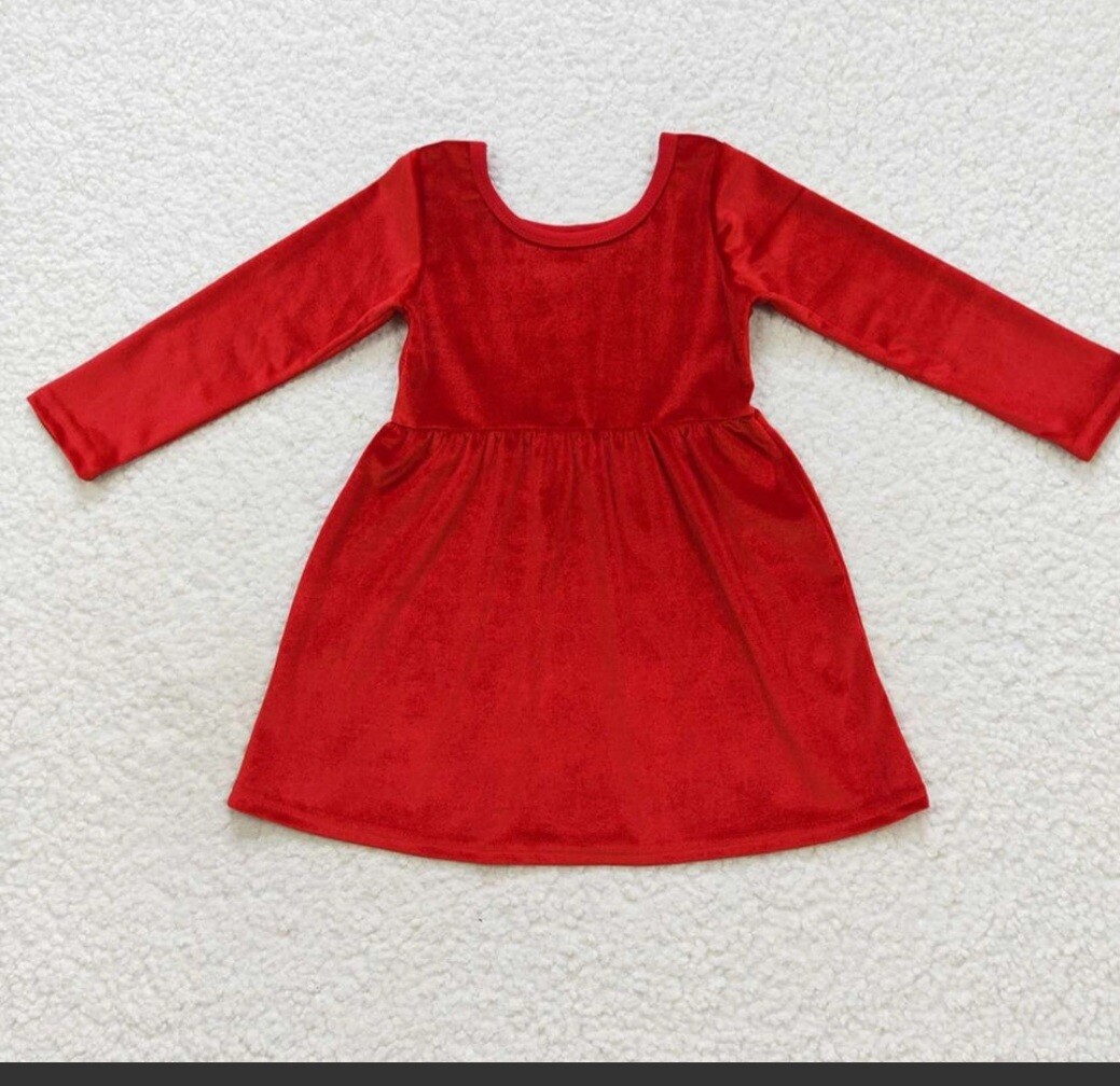 Red Velvet/ Long Sleeved Dress