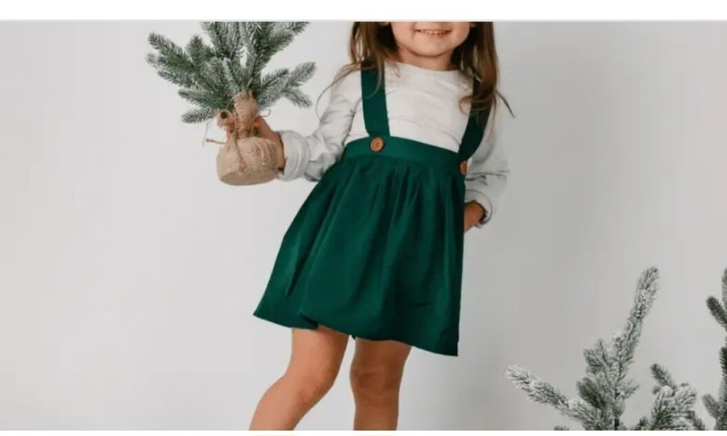 Corduroy Suspender Skirt /
Olive