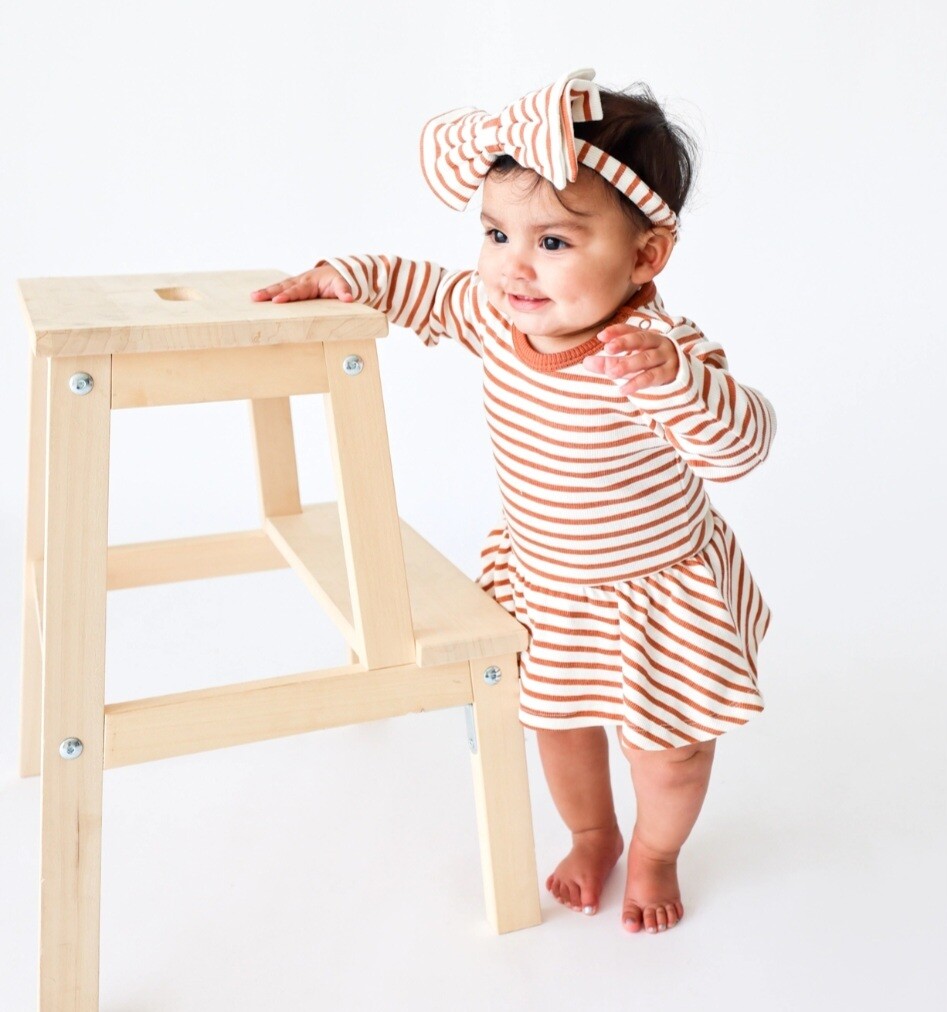 Charlotte Dress/ Baby Girl
Terracotta Stripe
