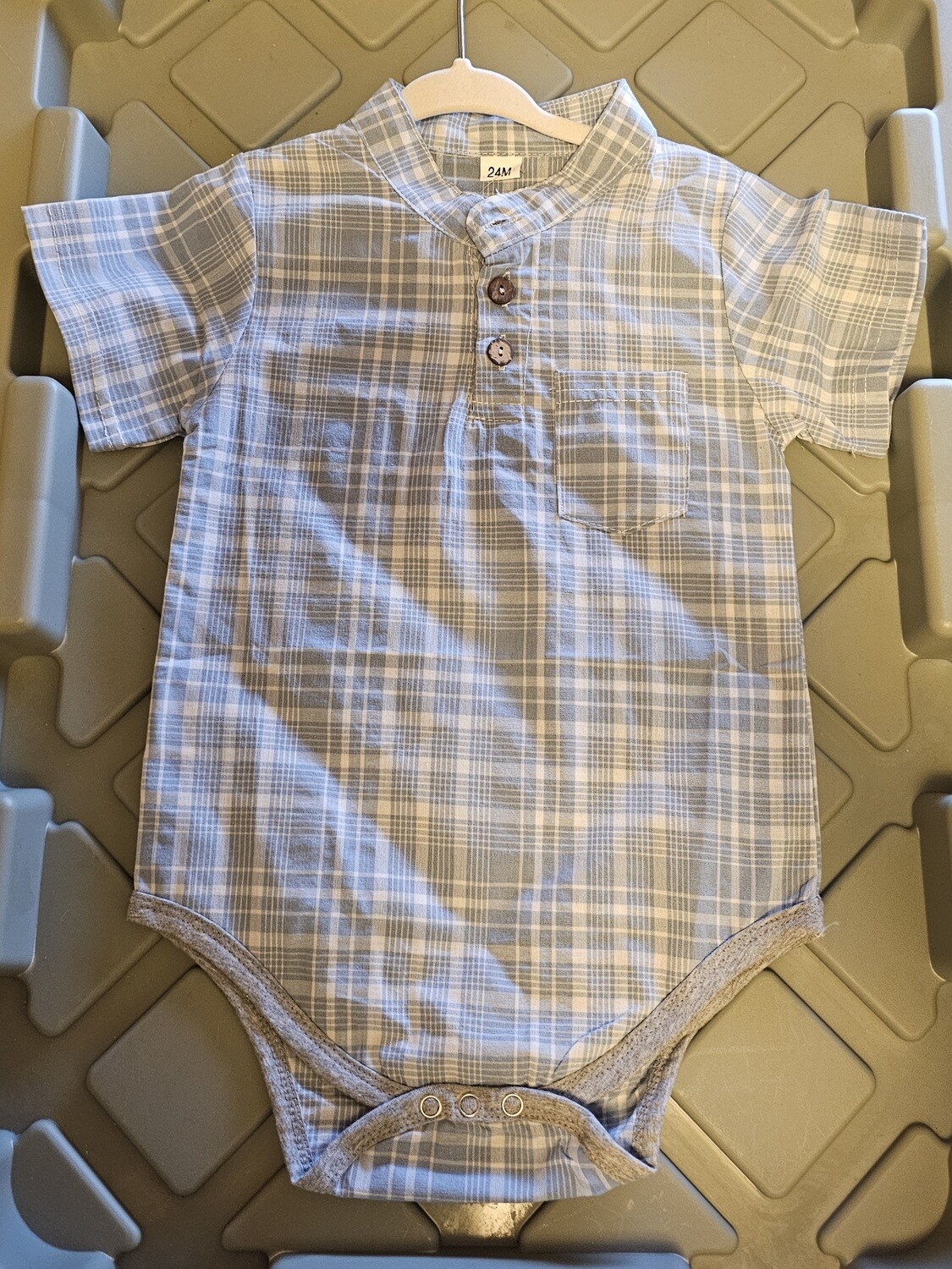 Blue Plaid Boys Romper
