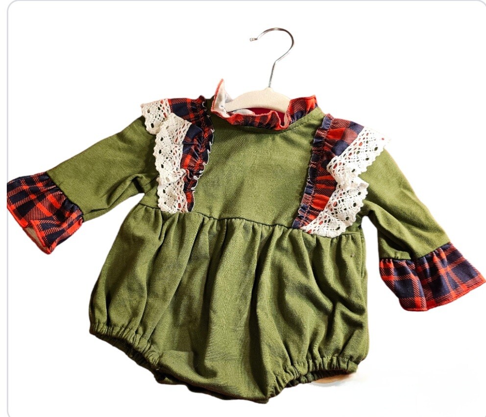 Green Ruffled Smocked Romper