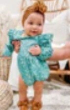 Rhodes Bubble Shorty Romper/
Viridian Green Daisies