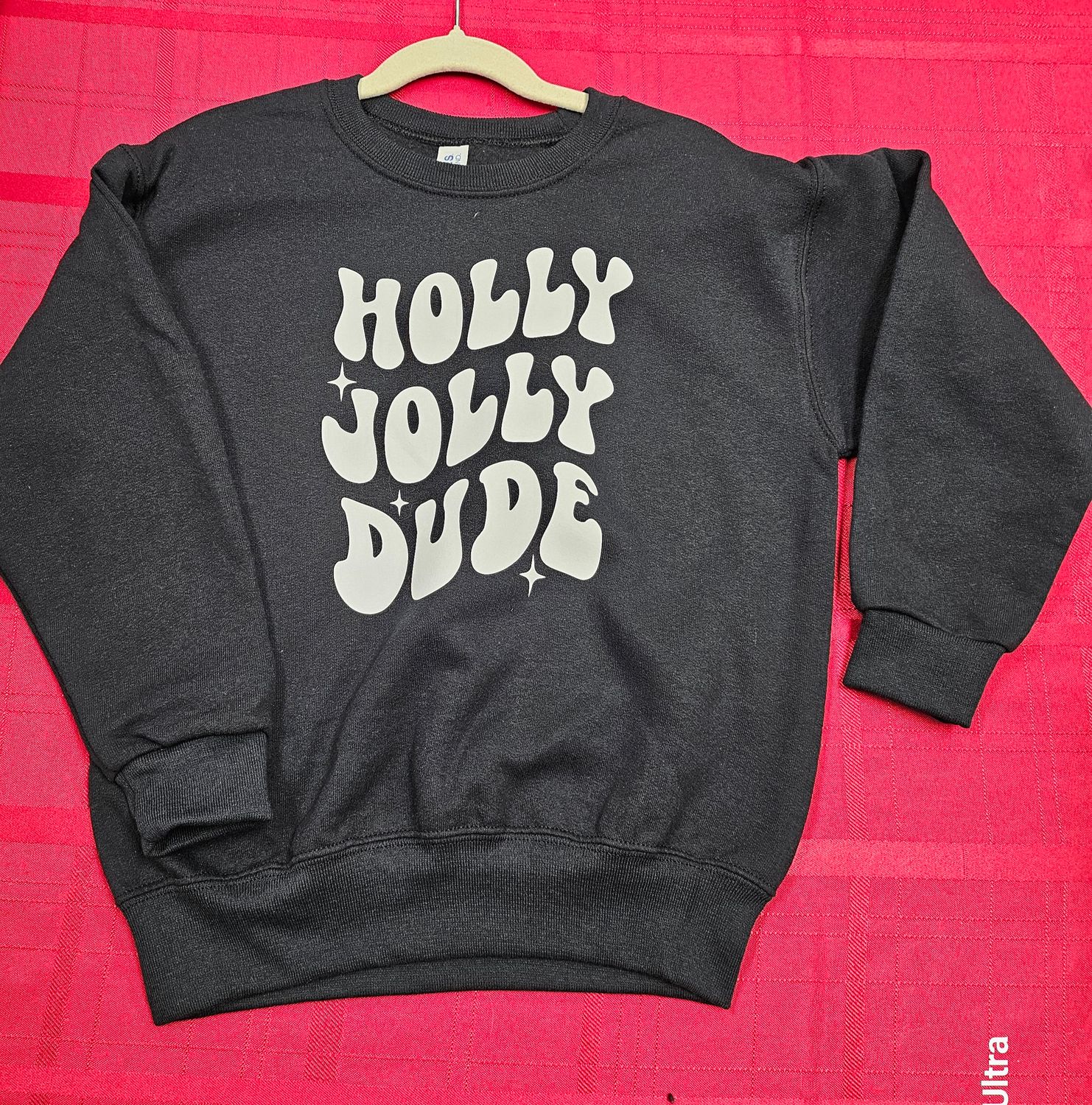 Black Sweatshirt/ Holly Jolly Dude / Size 6
