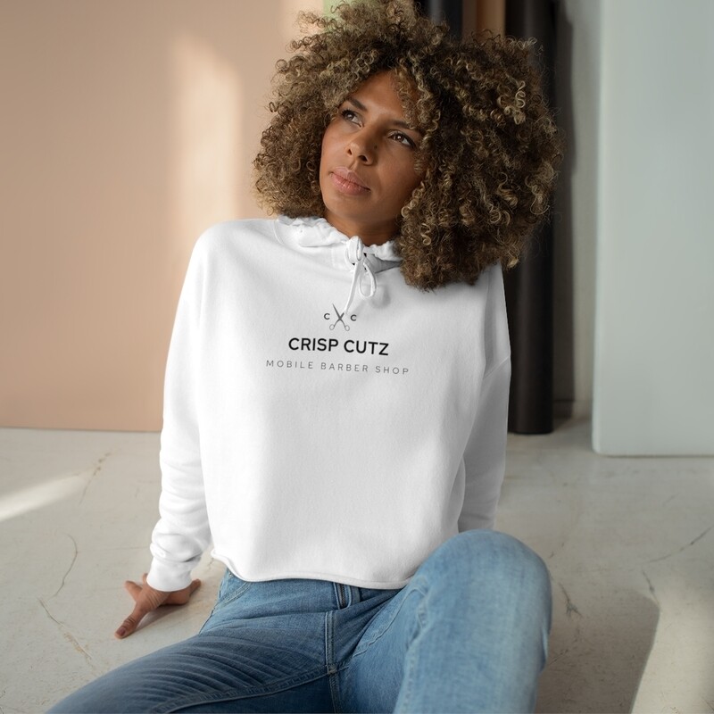 Crisp Cutz Mobile Barbershop Logo Women&#39;s Crop Top Hoodie