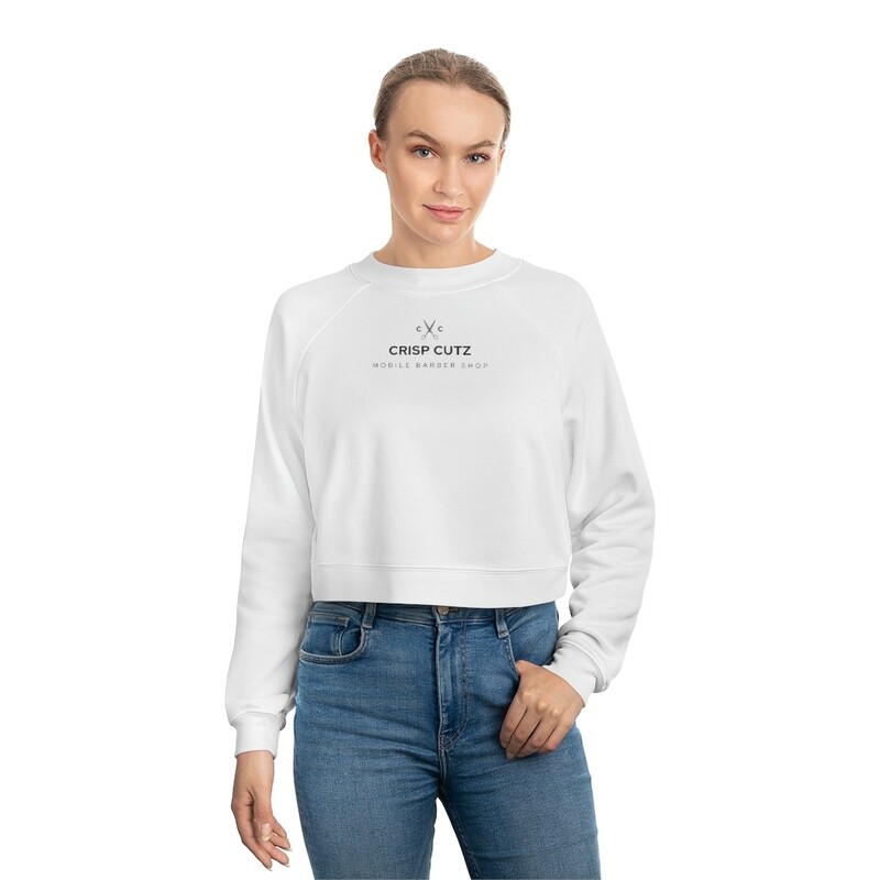Crisp Cutz Mobile Barbershop Logo Women&#39;s Cropped Fleece Pullover
