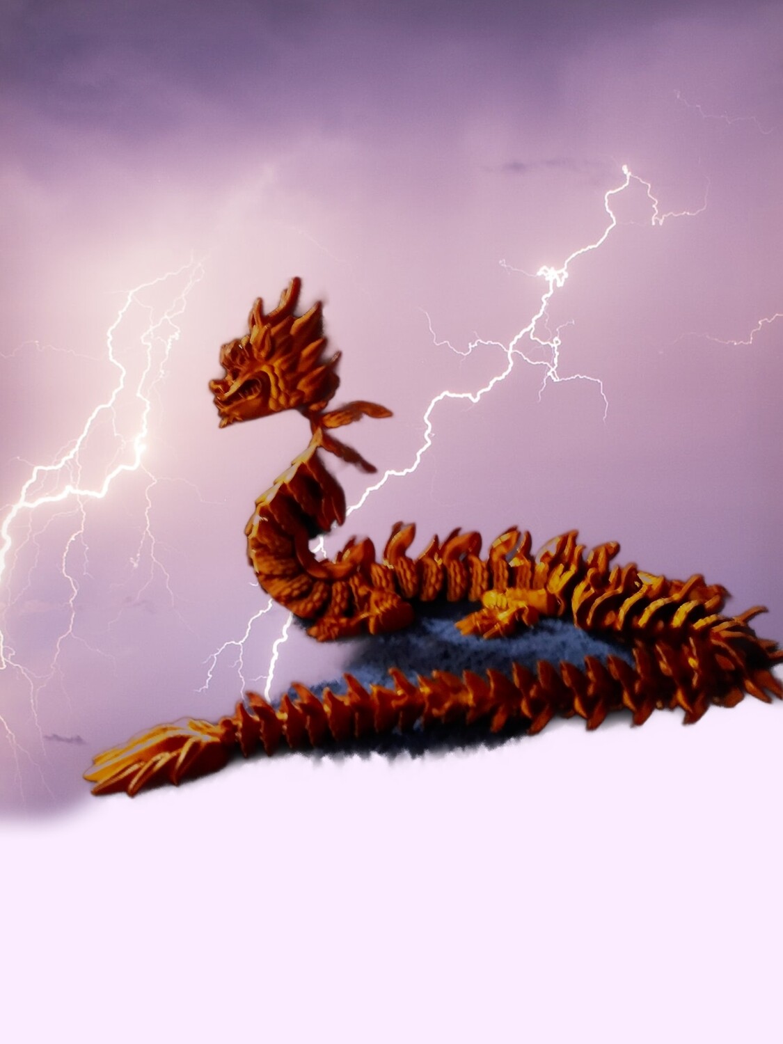3D Printed articulated oriental dragon
