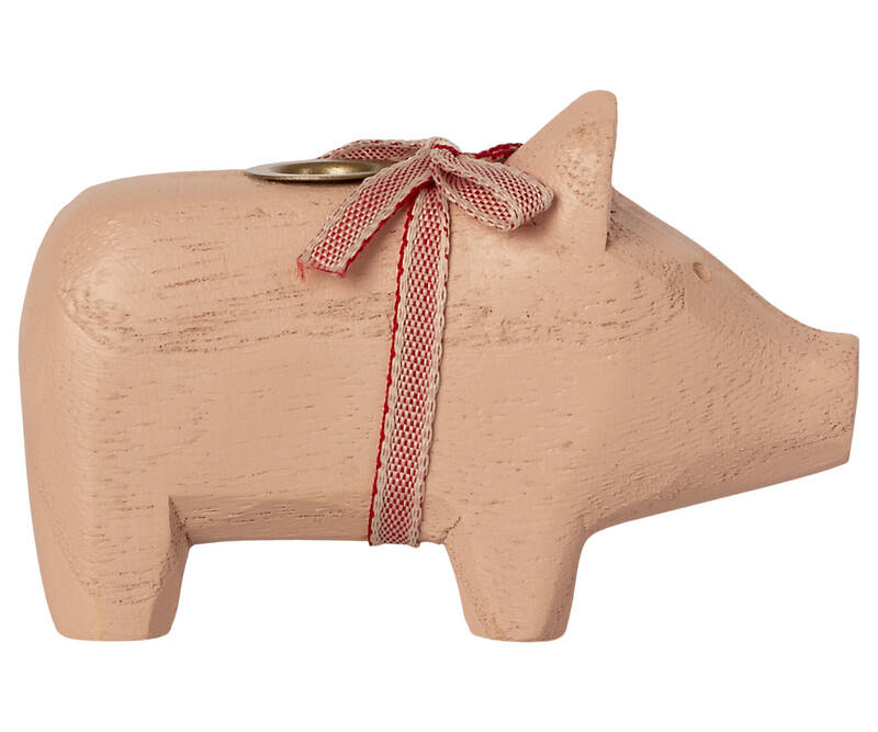 Holzschwein Kerzenhalter Mittel - Powder