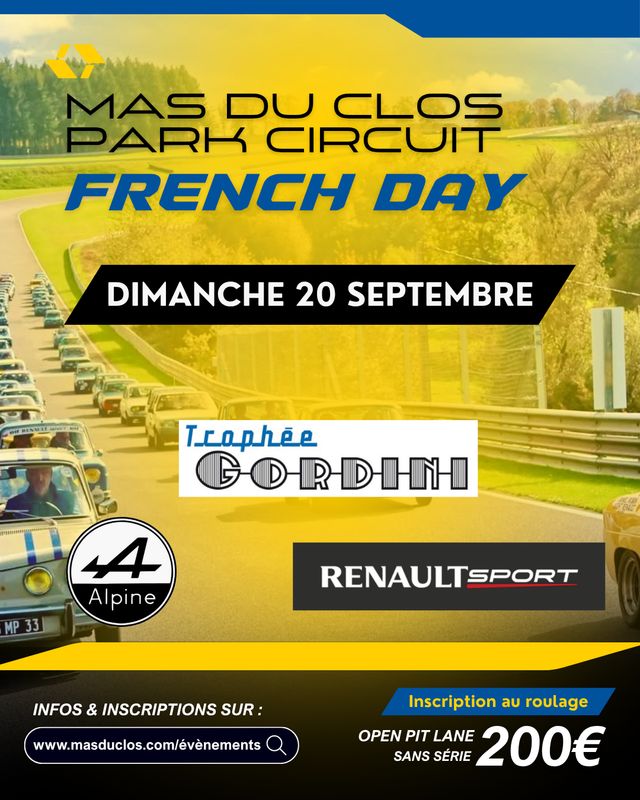 GORDINI &amp; ALPINE/RENAULT  DAY AU MAS DU CLOS : Dimanche 20 Septembre 2026