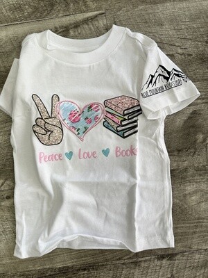 Youth T-Shirts Peace, Love, Books