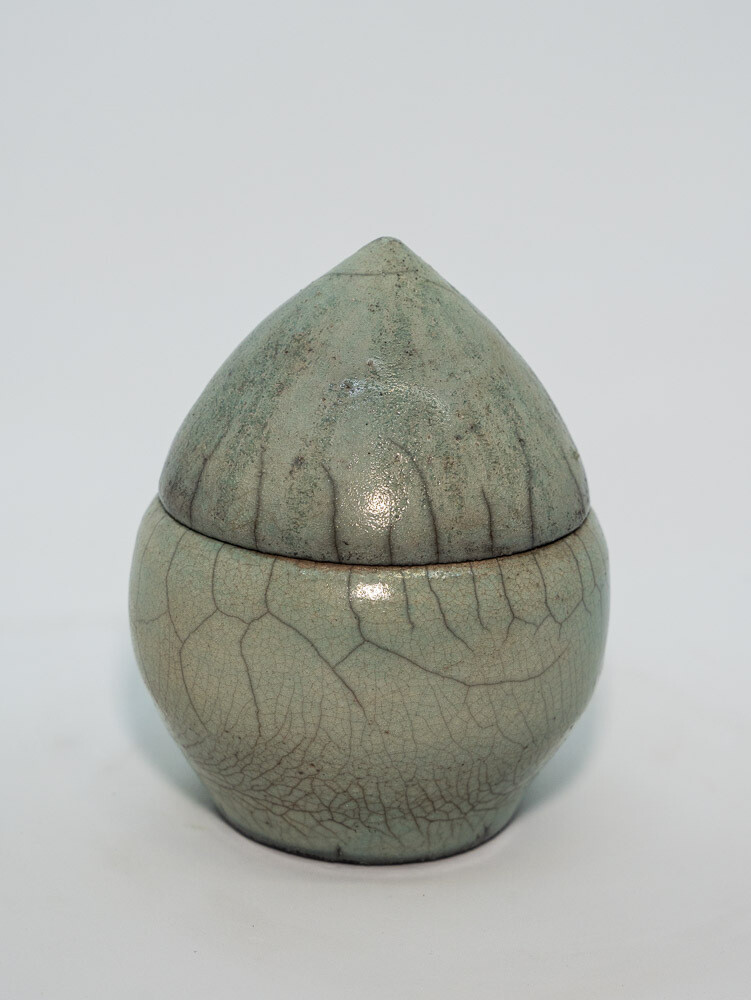 Wasserblaue Raku-Miniurne