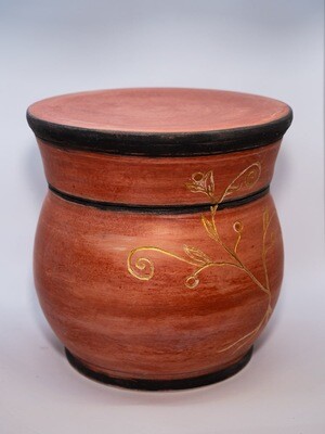 Massive Urne poliert in Orange, XXL Massive Urne poliert in Orange, XXL