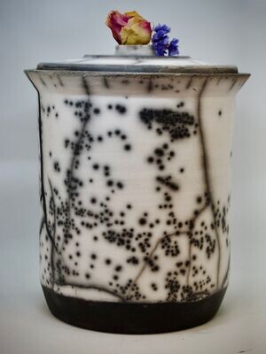 Naked Raku-Urne/ Kintsugi schwarz, XL