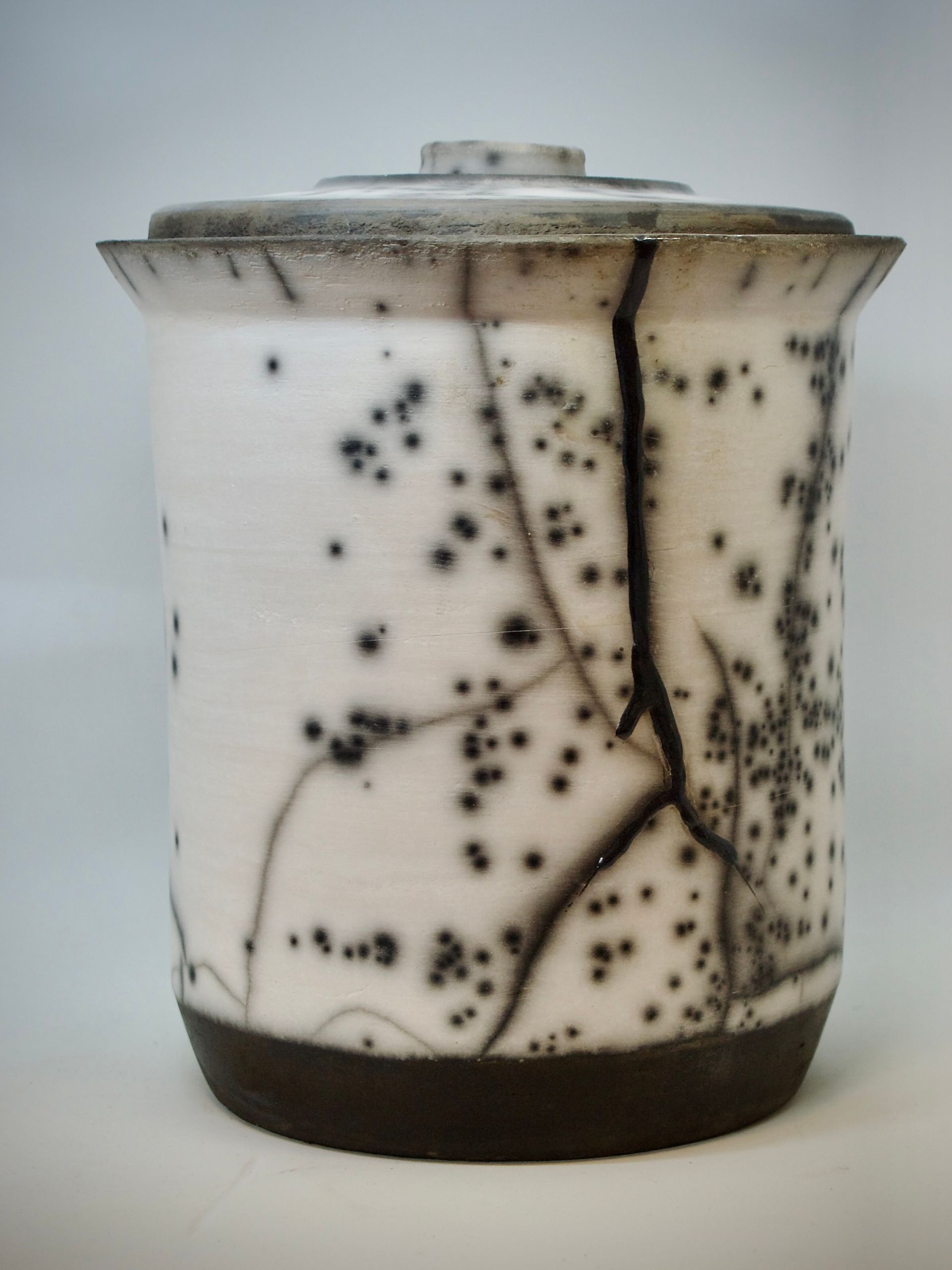 Naked Raku-Urne/ Kintsugi schwarz, XL