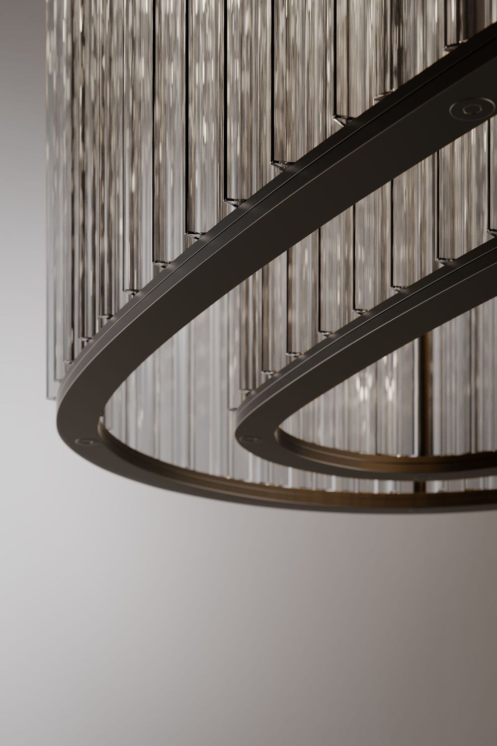 CROWN A SOSPENSIONE ELLITTICA CROWN A SOSPENSIONE ELLITTICA, FINITURA STRUTTURA E DIFFUSORE: MATTE BLACK NICKEL METAL - CRYSTAL GLASS