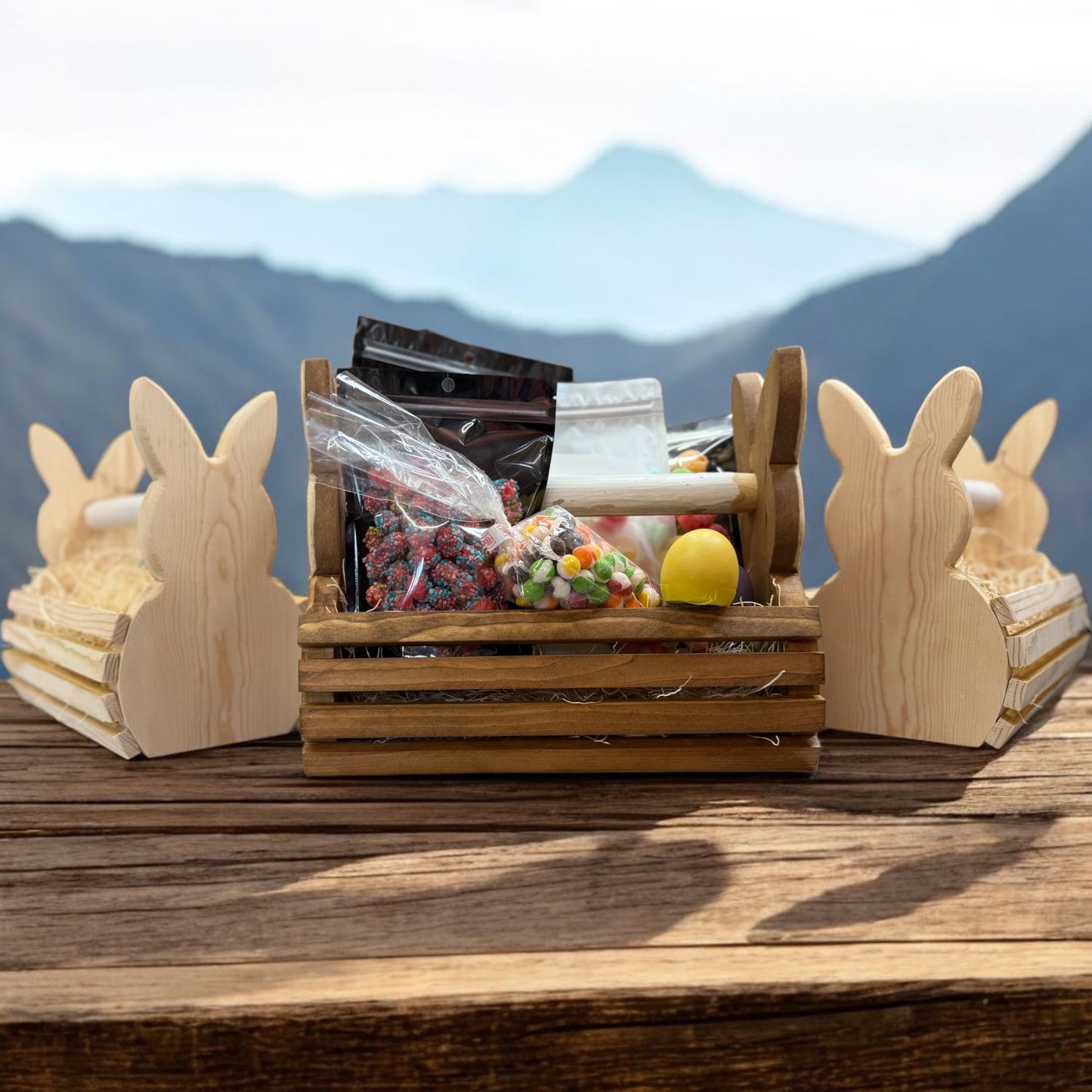 WOOD BUNNY BASKET