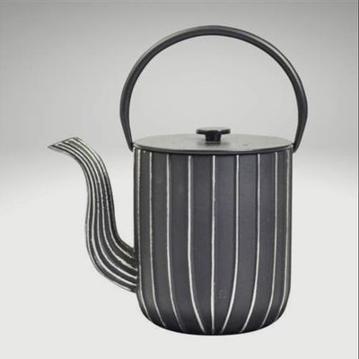 Black &amp; Silver Cast Iron Tea Pot
