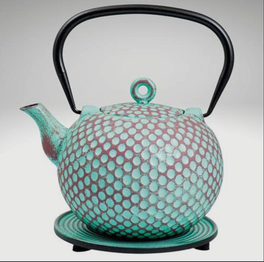 Turquoise Cast Iron Tea Pot