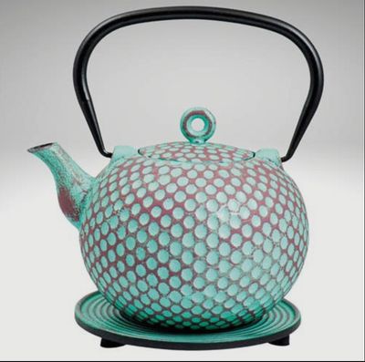 Turquoise Cast Iron Tea Pot