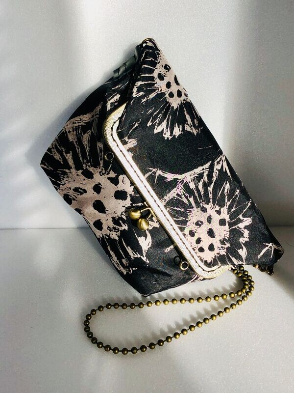 Sac pliage  BLACK SUNFLOWER en soie