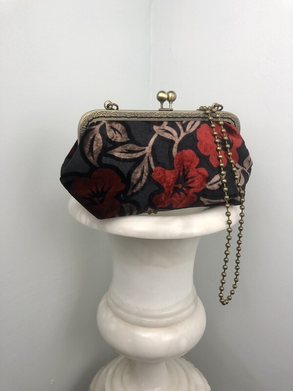 Pochette AMBER  en velours dévoré, style rétro chic