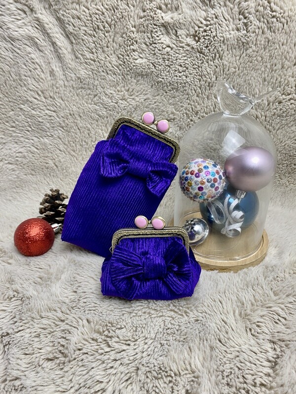 Duo d'étui à lunettes et petit porte-monnaie GAGA VIOLET Style rétro et girly.