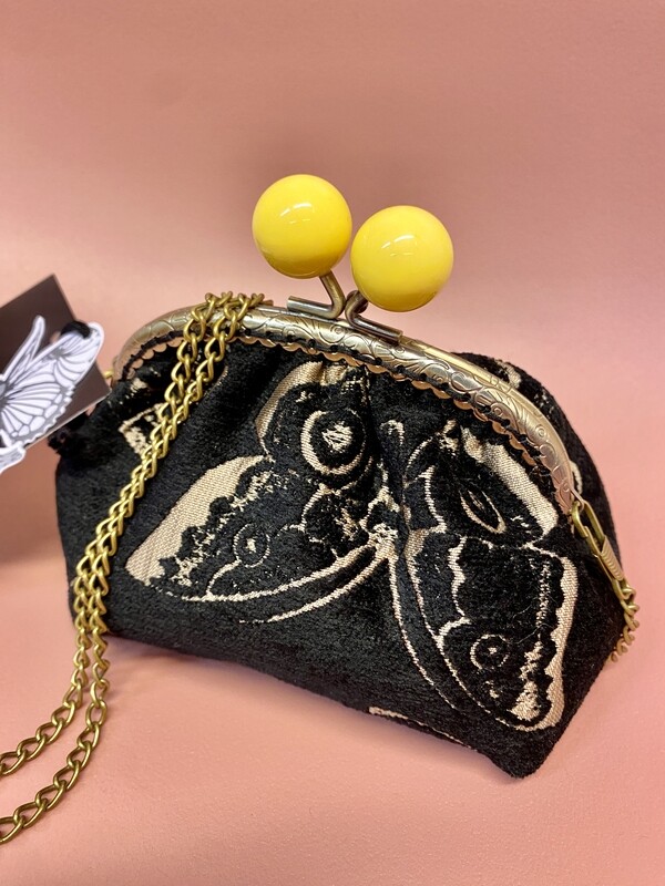 Bourse MOTH  en jacquard style rétro avec bandouliere