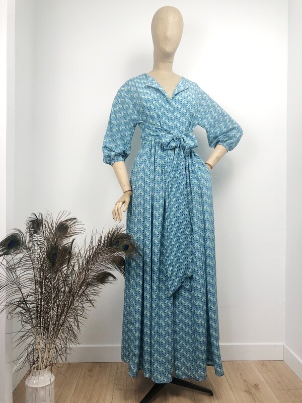 Robe longue en soie KATIE "blue"