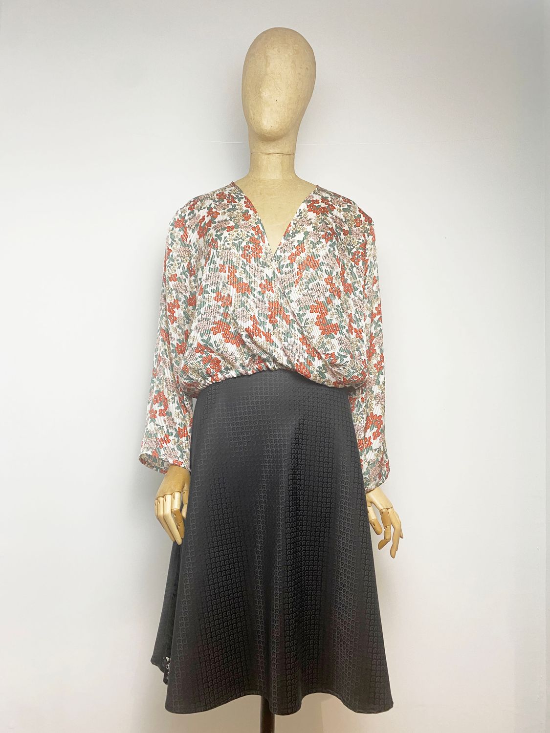 Jupe midi en jacquard BLACK IRIS