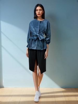 Veste LARA bleue, style kimono
