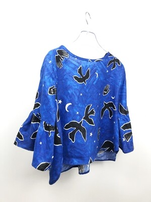 Top Birdy en lin imprimé
