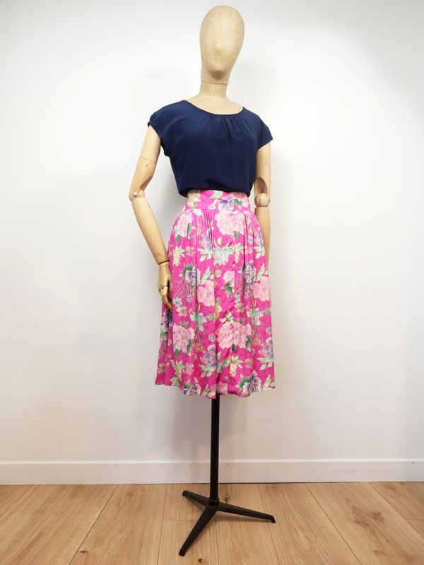 PIVOINE - Jupe midi fluide à imprimé floral