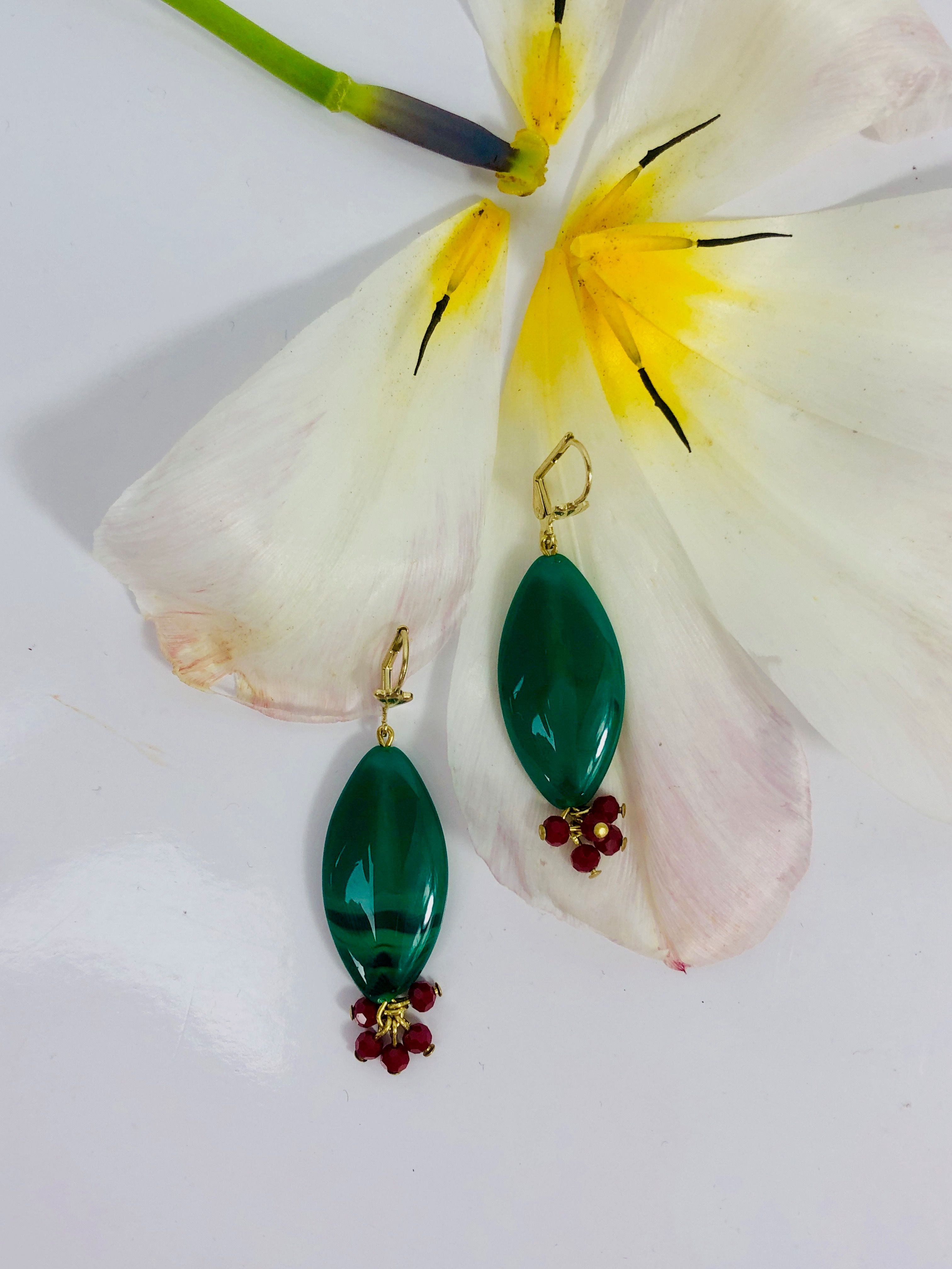 Boucle d'oreille CELESTE vertes