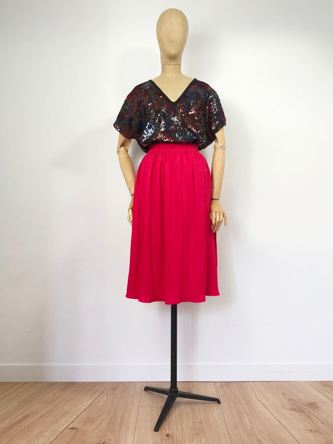 Jupe midi plissée PINKO rose fushis Jupe midi plissée PINKO rose fushis