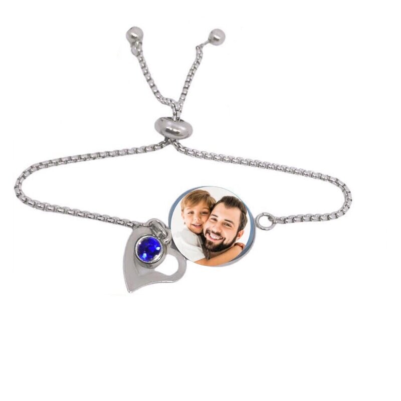 Silver Stainless Steel Photo Adjustable Style Bracelet