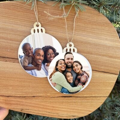 Wooden Photo Christmas Ornament
