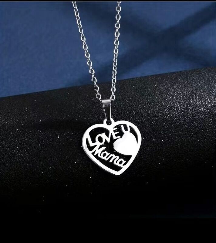 Stainless Steel "Love U Mama" Heart Necklace