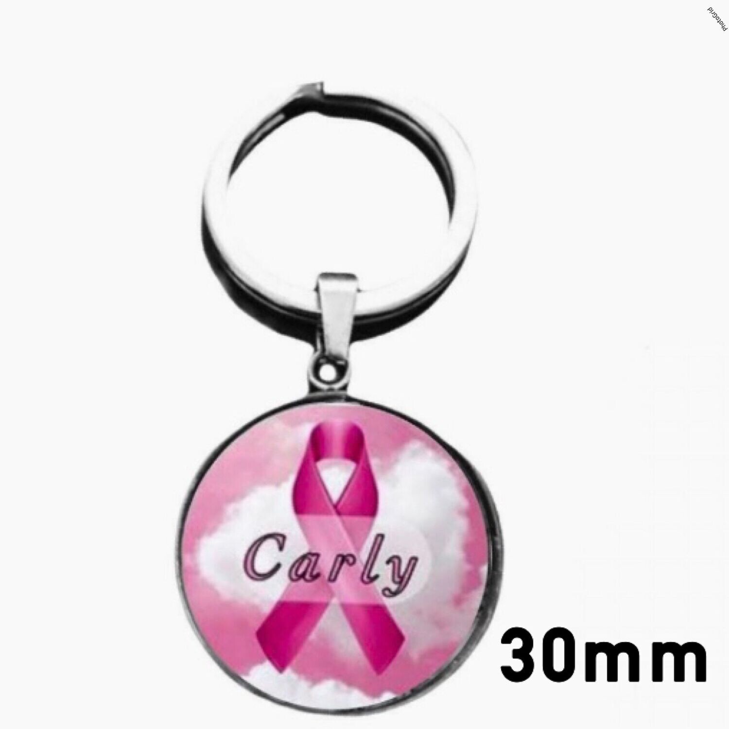 30mm Silver Stainless Steel Photo Keychain