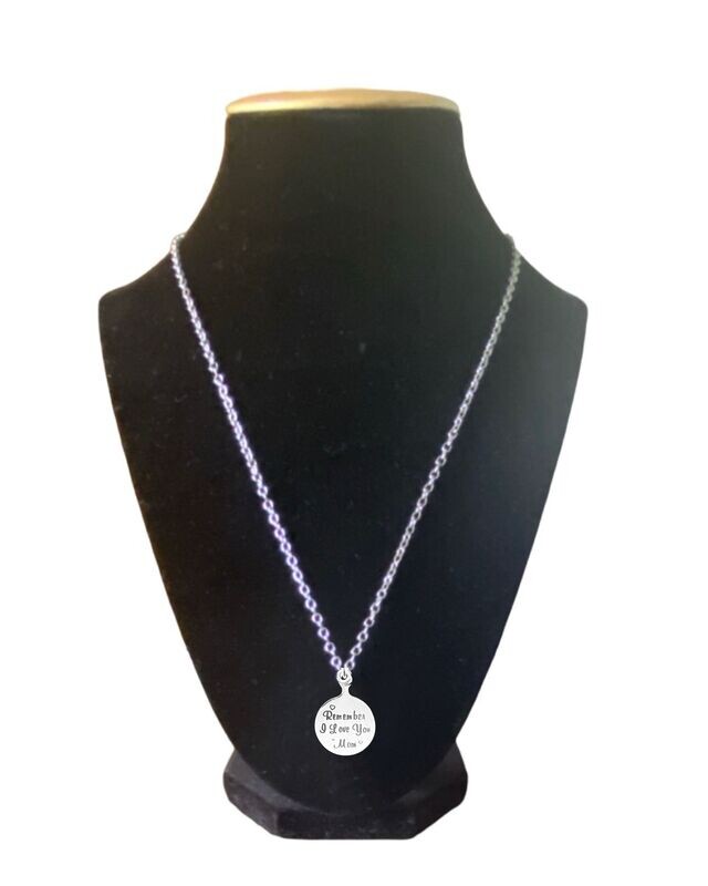 Stainless Steel  Pendant "Remember I love you ~Mom" Necklace
