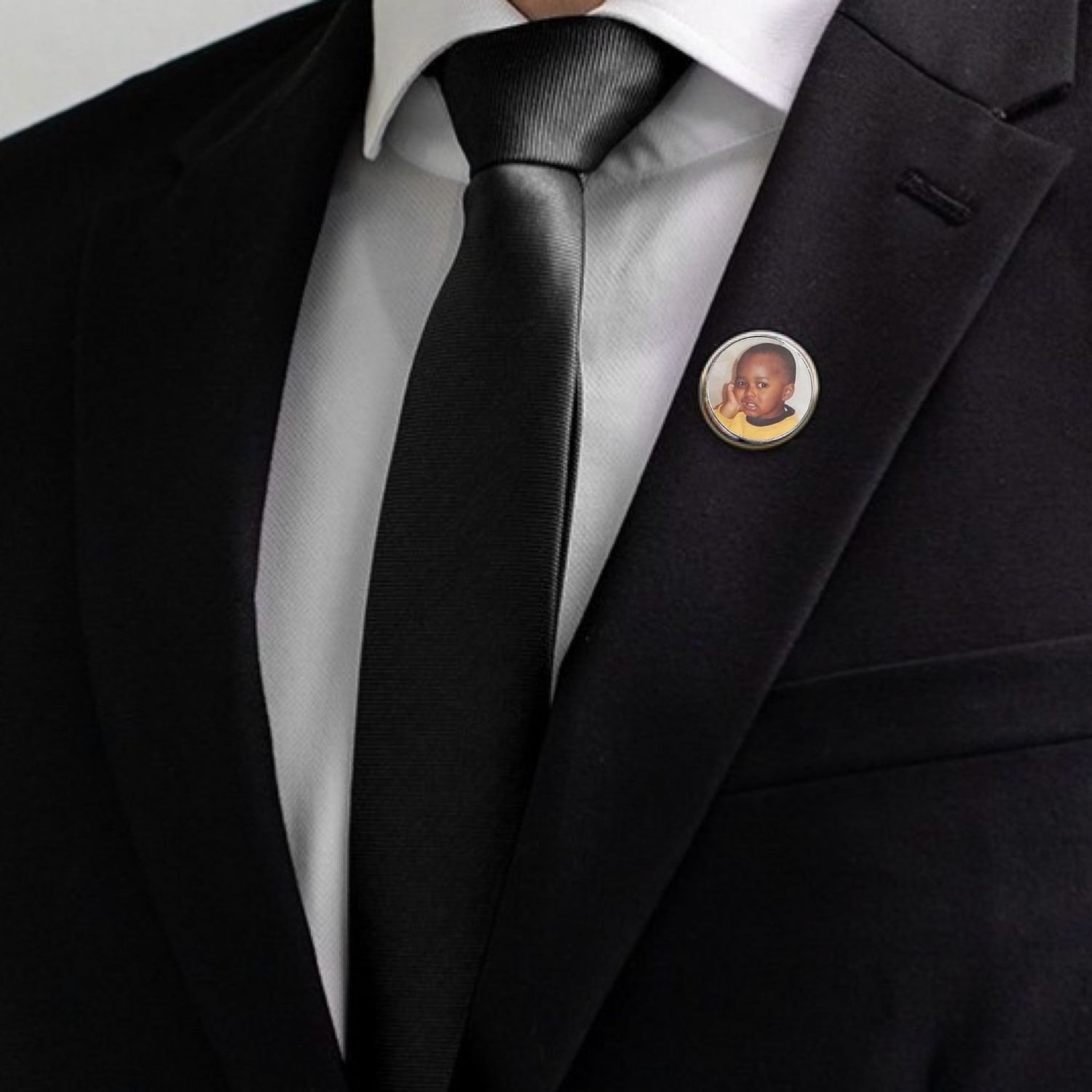 Stainless Steel Single Photo Lapel Pin