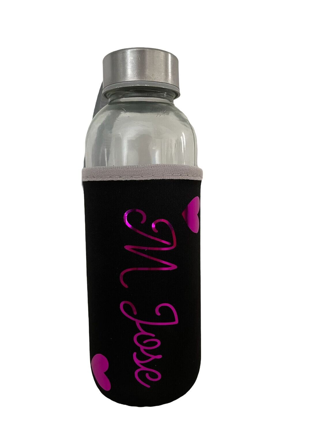 Botella personalizada cristal -  funda Negro
