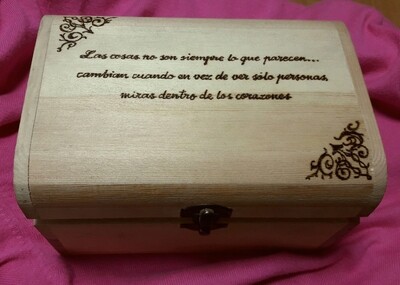 Joyero madera natural con frase Mediano