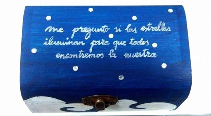 Joyero madera pintada con frase "El Principito" Grande