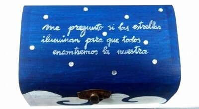 Joyero madera pintada con frase "El Principito" Grande