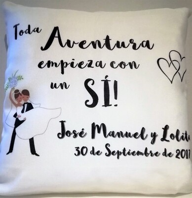 Regalo de boda cojín personalizado