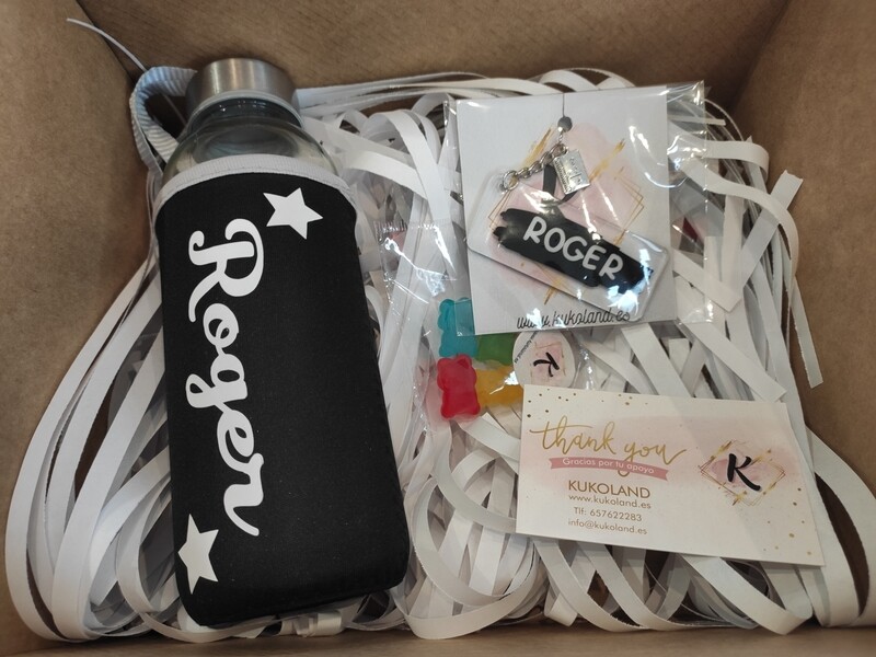 Pack regalo personalizado Botella+llavero