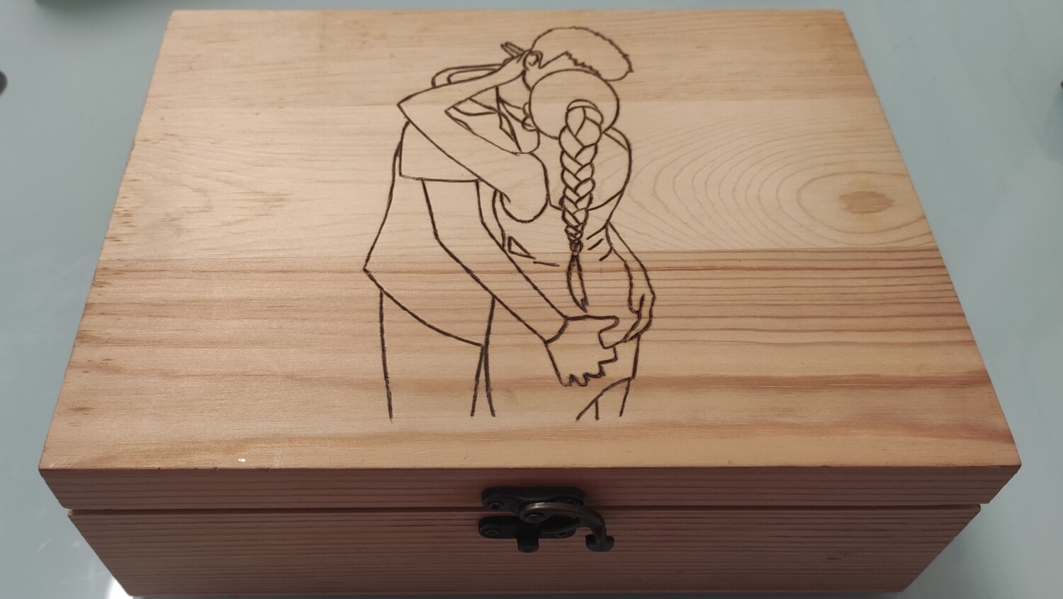 Joyero con ilustración madera natural tamaño grande