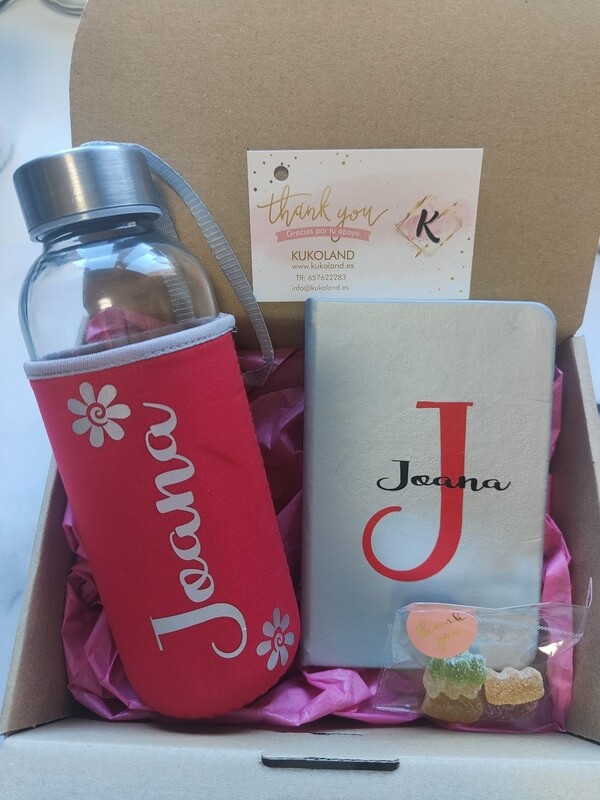 Pack regalo personalizado Botella+libreta
